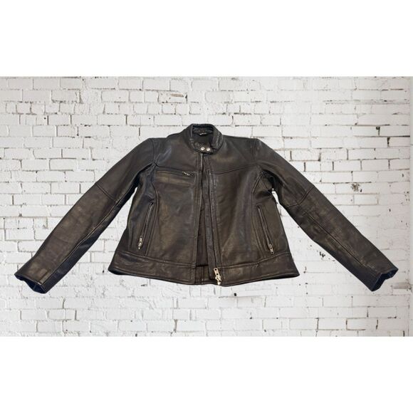 Mossi Genuine Leather Moto Bomber Jacket Sz. 10 - Picture 3 of 14